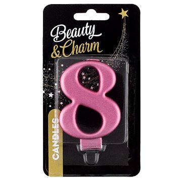 

GoDan Svíčka dortová číslice růžová metalická 8 cm, 8