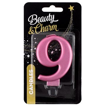 

GoDan Svíčka dortová číslice růžová metalická 8 cm, 9