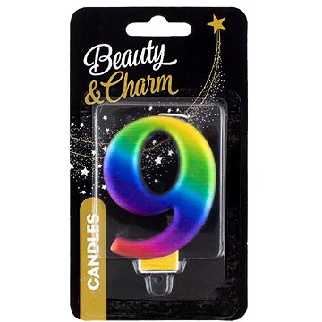 

GoDan Svíčka dortová číslice metalická, duhová 8 cm, 9