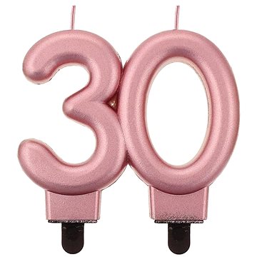 GoDan Svíčka dortová číslice metalická, růžová, 30