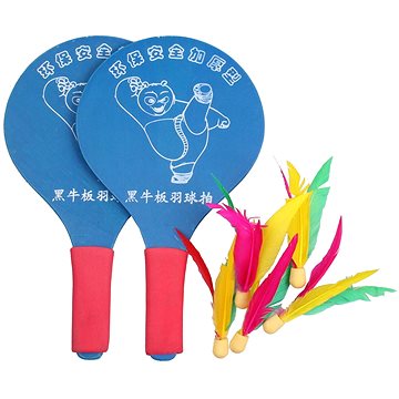 

Merco Battledore dřevěné pálky na badminton, modrý, multipack 4 ks