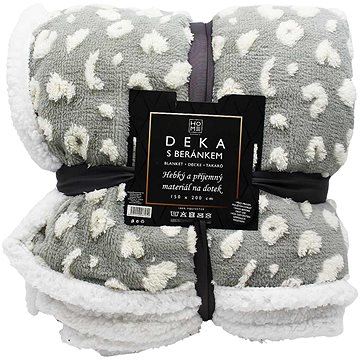 

Home Elements Deka s beránkem, jacquard leopardí vzor, šedá