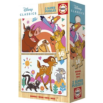

EDUCA Dřevěné Lví král a Bambi 2 × 16 dílků
