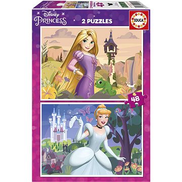 

EDUCA Disney princezny: Locika a Popelka 2 × 48 dílků