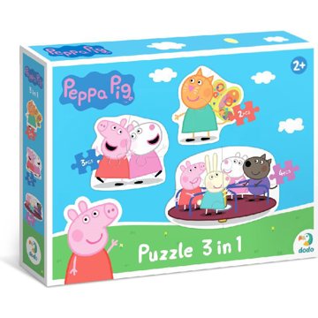 

DODO Puzzle Prasátko Peppa: Kamarádi 3 v 1 (2, 3, 4 dílků)