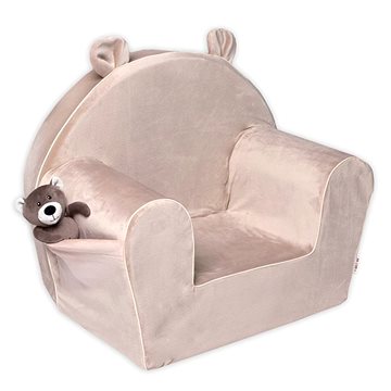 

Baby Nellys Dětské křesílko Teddy Velvet s boční kapsou, béžové