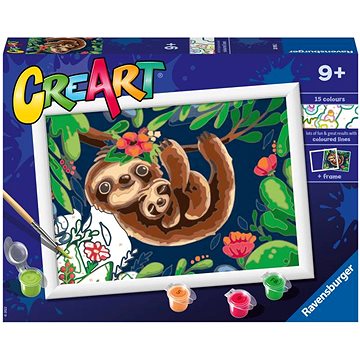 Ravensburger Kreativní a výtvarné hračky 201952 CreArt Roztomilí lenochodi - Malování podle čísel
