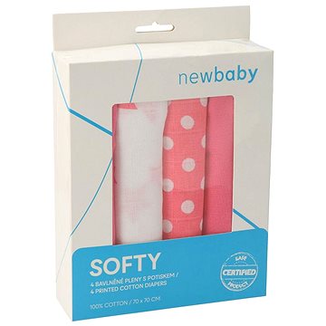 

bavlněné, Softy s potiskem 70×70 cm 4 ks růžovo-bílé