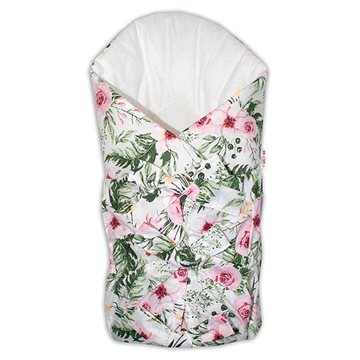 

Baby Nellys Klasická retro šněrovací zavinovačka Flowers - bílá