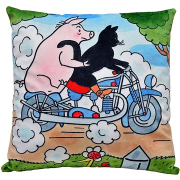 

Polštář 30x30 cm, kocour Mikeš, motorka
