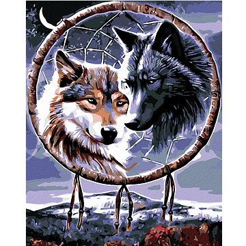 

Diamondi - Diamantové malování - VLCI S TALISMANEM, 40x50 cm, bez rámu a bez vypnutí plátna