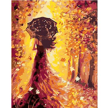 

Diamondi - ŽENA S DEŠTNÍKEM, 40x50 cm, vypnuté plátno na rám