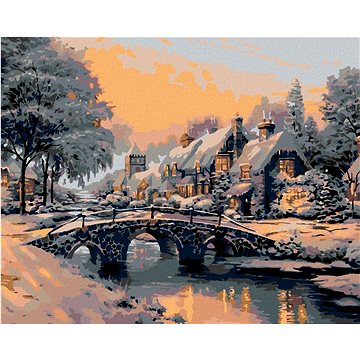 

Diamondi - MOST PŘES ZAMRZLOU ŘÍČKU, 40x50 cm, vypnuté plátno na rám