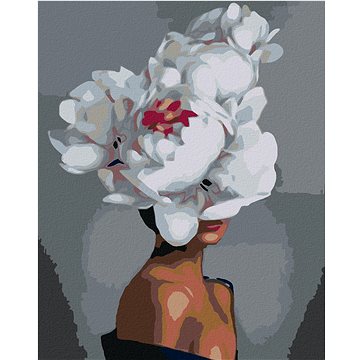 

Diamondi - ŽENA S BÍLOU KVĚTINOU, 40x50 cm, vypnuté plátno na rám