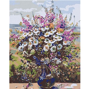 

Diamondi - LETNÍ KYTICE VE SKLENĚNÉ VÁZE, 40x50 cm, vypnuté plátno na rám