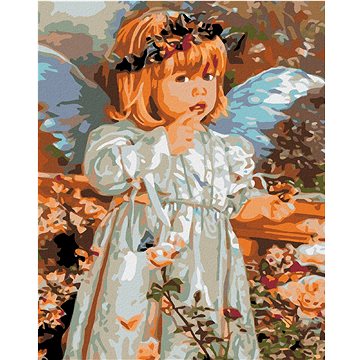 

Diamondi - ANDÍLEK S MOTÝLKOVÝM VĚNEČKEM, 40x50 cm, vypnuté plátno na rám