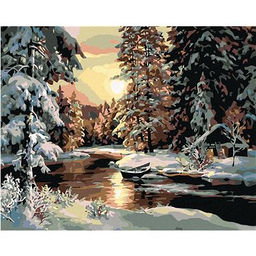 

Diamondi - ZÁPAD SLUNCE NAD LESEM, 40x50 cm, vypnuté plátno na rám