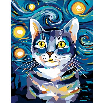 

Diamondi - KOCOUREK POD NOČNÍ OBLOHOU, 40x50 cm, bez rámu a bez vypnutí plátna