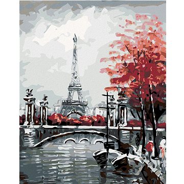 

Diamondi - EIFFELOVKA OD ŘEKY, 40x50 cm, vypnuté plátno na rám