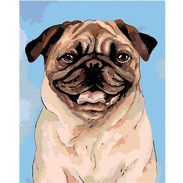 

Diamondi - HNĚDÝ MOPSÍK, 40x50 cm, bez rámu a bez vypnutí plátna