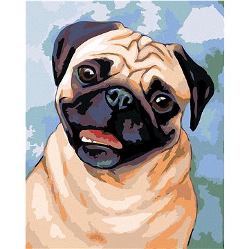 

Diamondi - HNĚDÝ MOPS, 40x50 cm, vypnuté plátno na rám