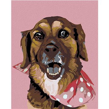 

Diamondi - PEJSEK S PUNTÍKATÝM ŠÁTKEM, 40x50 cm, vypnuté plátno na rám