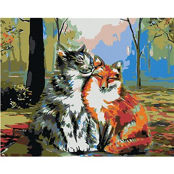 

Diamondi - KOCOUR S LIŠTIČKOU, 40x50 cm, bez rámu a bez vypnutí plátna