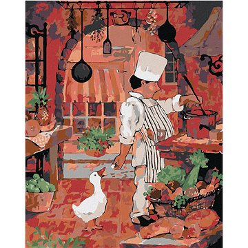 

Diamondi - KUCHAŘ KRMÍCÍ HUSU, 40x50 cm, bez rámu a bez vypnutí plátna
