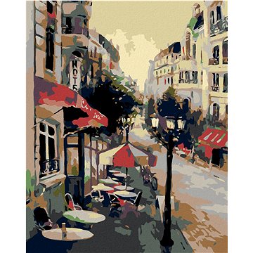 

Diamondi - SEZENÍ PŘED HOTELEM, 40x50 cm, vypnuté plátno na rám