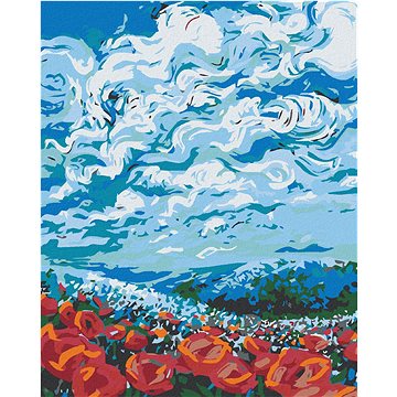 

Diamondi - POLE ČERVENÝCH KVÍTKŮ, 40x50 cm, bez rámu a bez vypnutí plátna