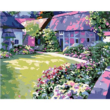 

Diamondi - KVĚTINY V ZAHRADĚ U DOMU, 40x50 cm, bez rámu a bez vypnutí plátna