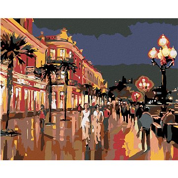 

Diamondi - VEČERNÍ PROCHÁZKA MĚSTEM POD PALMAMI, 40x50 cm, bez rámu a bez vypnutí plátna