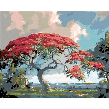 

Diamondi - RUDÁ BONSAI, 40x50 cm, vypnuté plátno na rám