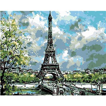 

Diamondi - EIFFELOVKA S JARNÍMI STROMY, 40x50 cm, vypnuté plátno na rám