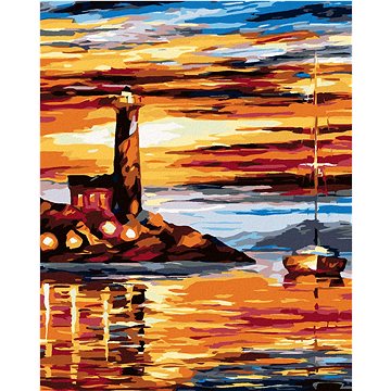 

Diamondi - MAJÁK A PLACHETNICE, 40x50 cm, vypnuté plátno na rám