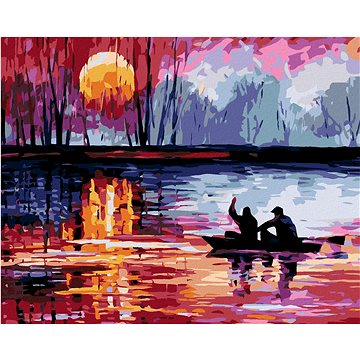 

Diamondi - ZÁPAD SLUNCE NA JEZEŘE II, 40x50 cm, vypnuté plátno na rám