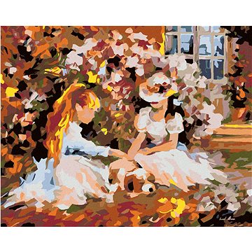 

Diamondi - DÍVKY V ZAHRADĚ A ŠTĚNĚ, 40x50 cm, vypnuté plátno na rám