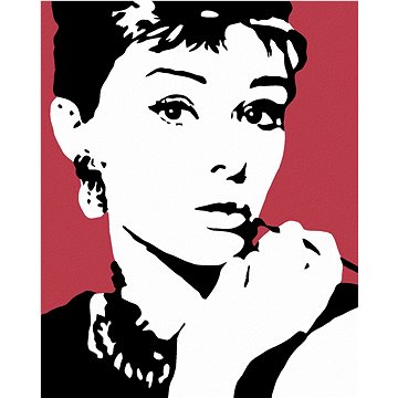 

Diamondi - AUDREY HEPBURN NA ČERVENÉM POZADÍ, 40x50 cm, vypnuté plátno na rám