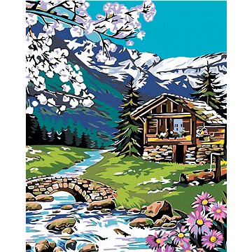 

Diamondi - SRUB V HORÁCH, 40x50 cm, vypnuté plátno na rám