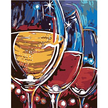 

Diamondi - TŘI SKLENKY VÍNA, 40x50 cm, vypnuté plátno na rám