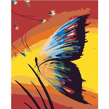 

Diamondi - MOTÝL V TRÁVĚ A ZÁPAD SLUNCE, 40x50 cm, bez rámu a bez vypnutí plátna