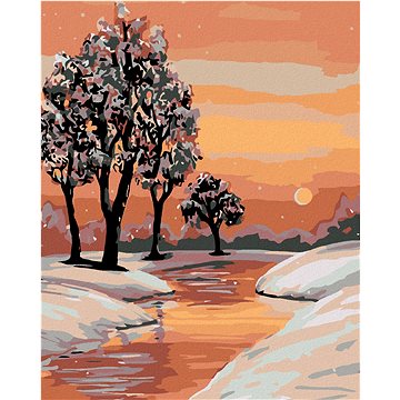 

Diamondi - Diamantové malování - POTOK A ZIMNÍ KRAJINA, 40x50 cm, Vypnuté plátno na rám