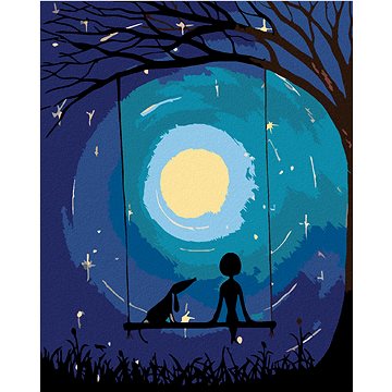 

Diamondi - NA HOUPAČCE POD MĚSÍCEM, 40x50 cm, vypnuté plátno na rám