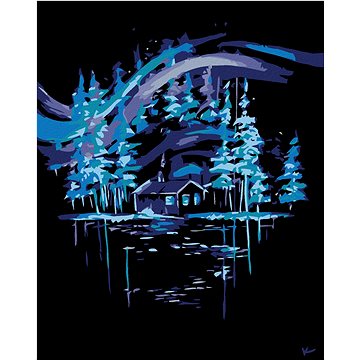 

Diamondi - POLÁRNÍ ZÁŘE NAD CHALOUPKOU, 40x50 cm, bez rámu a bez vypnutí plátna