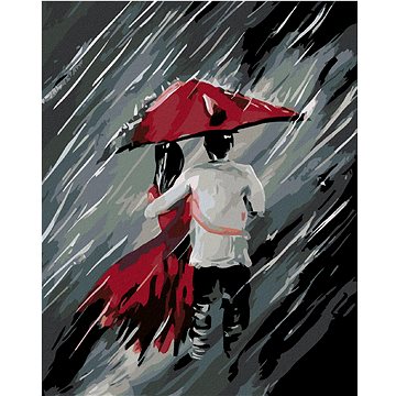 

Diamondi - MILENCI POD DEŠTNÍKEM A SILNÝ DÉŠŤ, 40x50 cm, vypnuté plátno na rám