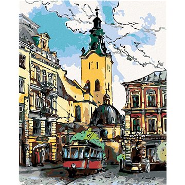 

Diamondi - TRAMVAJ NA NÁMĚSTÍ, 40x50 cm, bez rámu a bez vypnutí plátna