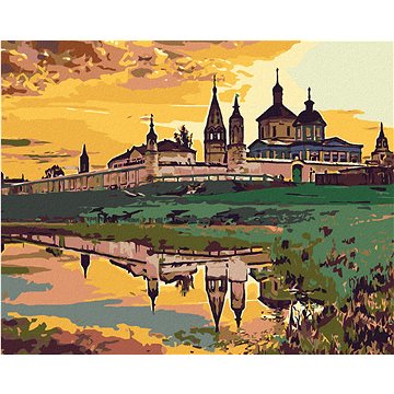 

Diamondi - ZÁMEČEK U VODY A ZÁPAD SLUNCE, 40x50 cm, vypnuté plátno na rám
