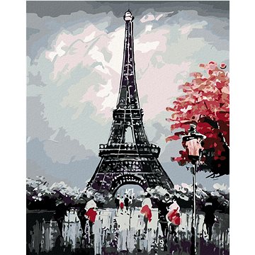 

Diamondi - EIFFELOVKA S ČERVENÝM STROMEM, 40x50 cm, vypnuté plátno na rám