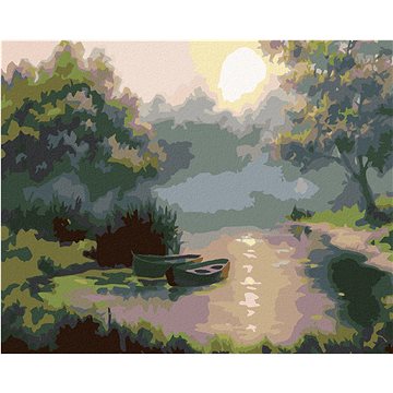 

Diamondi - LOĎKY V PODZIMNÍM ÚSVITU, 40x50 cm, bez rámu a bez vypnutí plátna