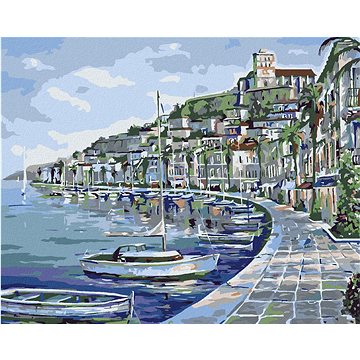 

Diamondi - MĚSTEČKO NA POBŘEŽÍ, 40x50 cm, vypnuté plátno na rám